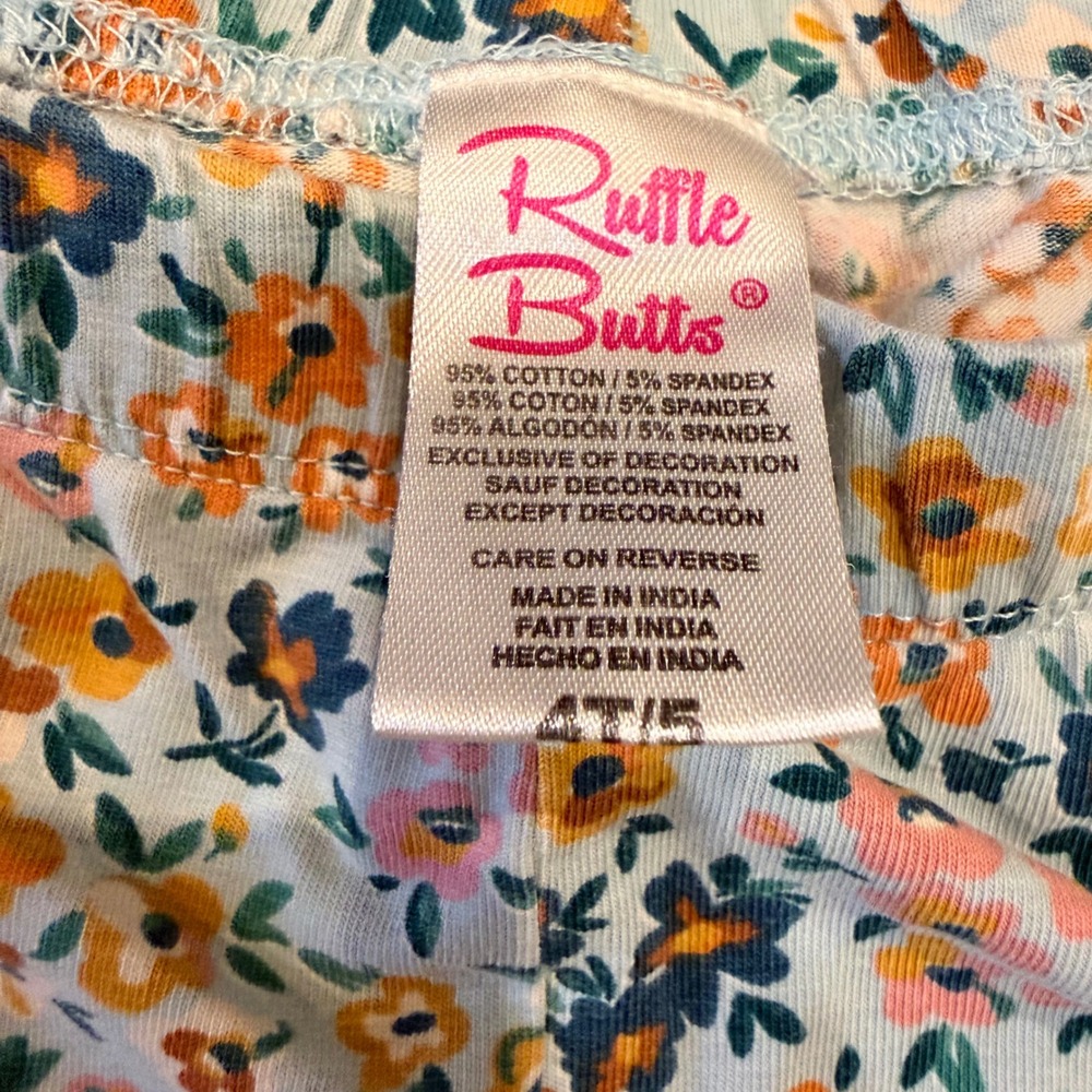 RuffleButts Kids Girls 4T Teal Peplum Tunic and Floral Ruffle Leggings Set 2pc - Picture 4 of 8